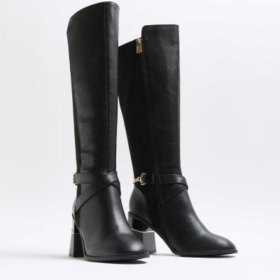 Navy knee high discount boots river island