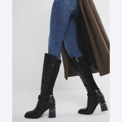 Navy knee high shop boots river island