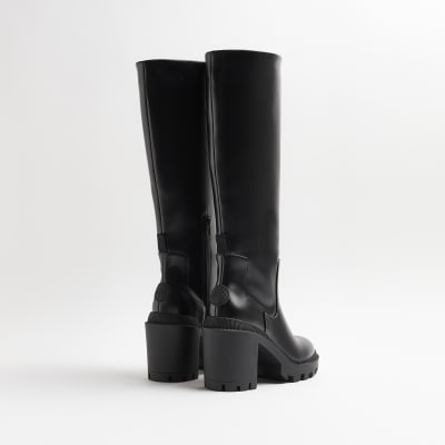 Navy knee high boots river island hot sale
