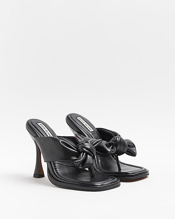 Black heeled mules