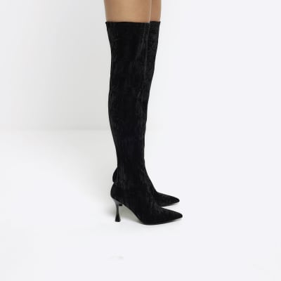 Black heeled over the hotsell knee boots