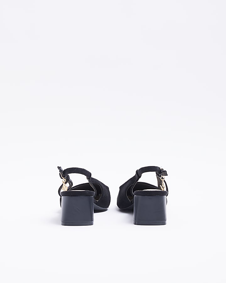 Black heeled slingback shoes