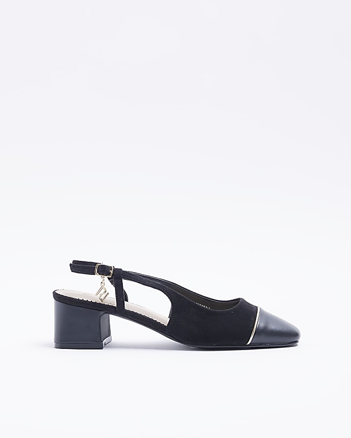 Black heeled slingback shoes