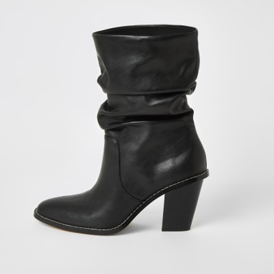 river island black slouch boots