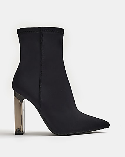 Black heeled sock ankle boots