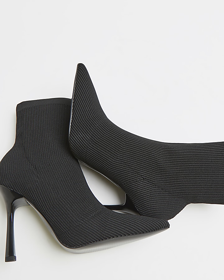 Black heeled sock boots