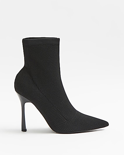 Black heeled sock boots