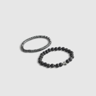 Black Hematite Cross Beaded Bracelet Pack