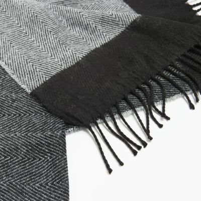 Black herringbone scarf River Island