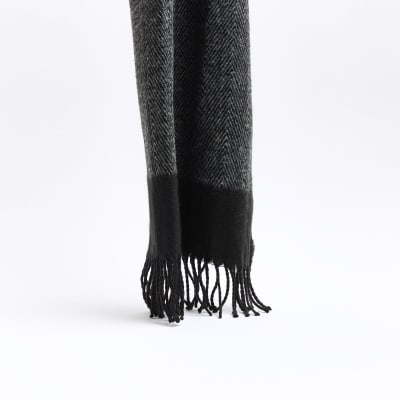 Black herringbone scarf River Island