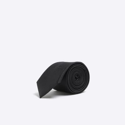 Black herringbone tie River Island