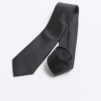 Black herringbone tie River Island