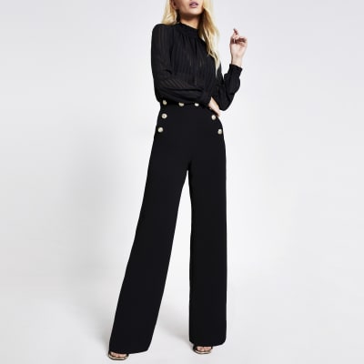 black high rise wide leg jeans