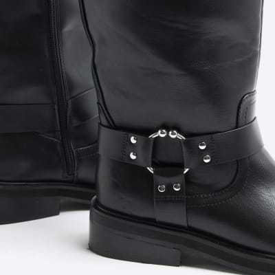 River island black biker boots online