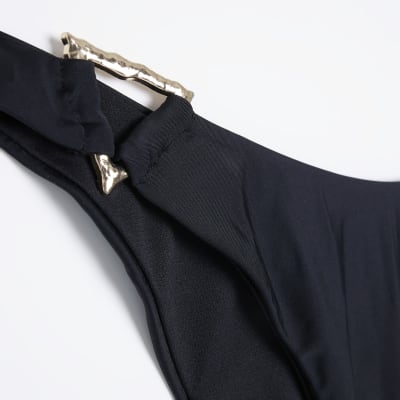 Black High Leg Triangle Bikini Bottoms
