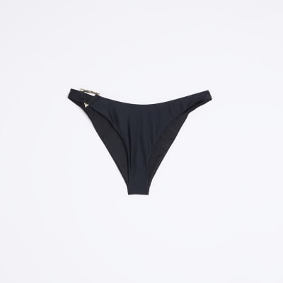 Black High Leg Triangle Bikini Bottoms