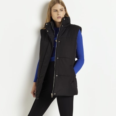 Black high neck gilet | River Island