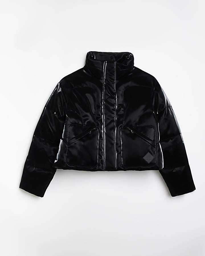 Black high neck puffer jacket
