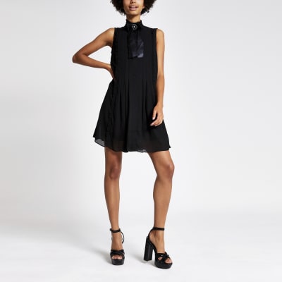 Black high neck swing dress | River Island