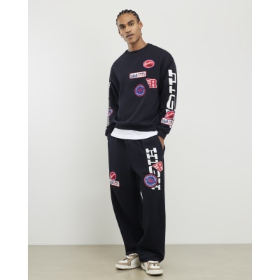 Black High Performance Badge Wide Joggers