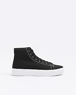 Black high top canvas trainers