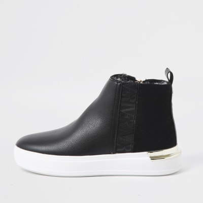 Black high top RI trainers | River Island