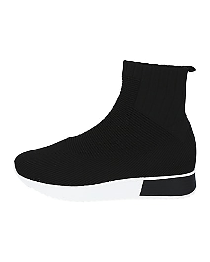 360 degree animation of product Black high top sock runner trainers frame-3