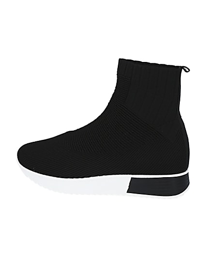360 degree animation of product Black high top sock runner trainers frame-4
