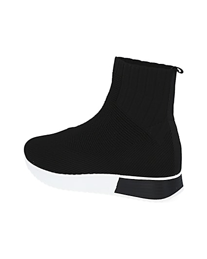 360 degree animation of product Black high top sock runner trainers frame-5
