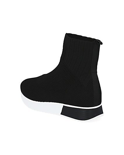 360 degree animation of product Black high top sock runner trainers frame-6