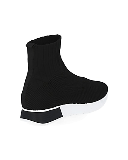 360 degree animation of product Black high top sock runner trainers frame-12
