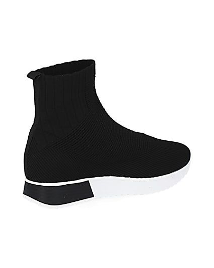 360 degree animation of product Black high top sock runner trainers frame-13