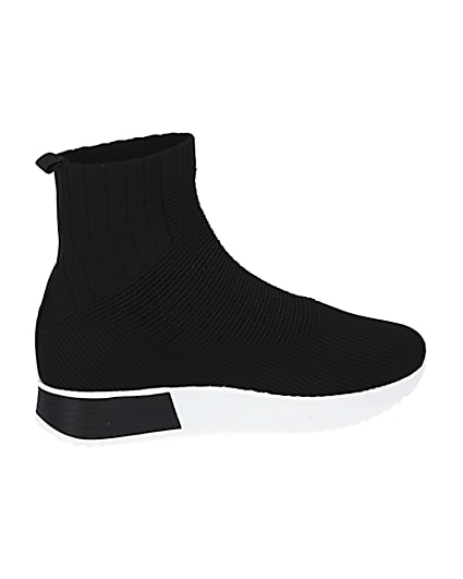 360 degree animation of product Black high top sock runner trainers frame-14