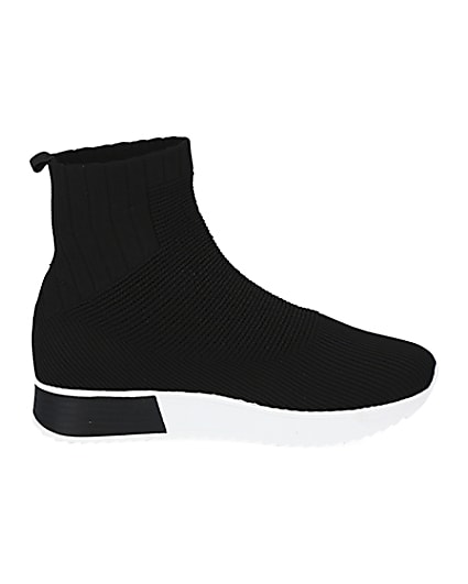 360 degree animation of product Black high top sock runner trainers frame-15