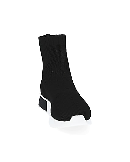 360 degree animation of product Black high top sock runner trainers frame-20