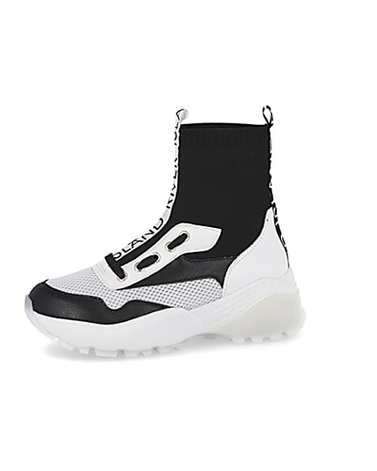 360 degree animation of product Black high top sock trainers frame-2