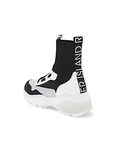 360 degree animation of product Black high top sock trainers frame-6