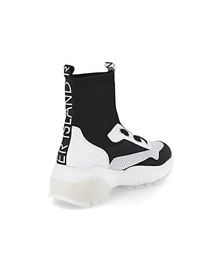 360 degree animation of product Black high top sock trainers frame-12