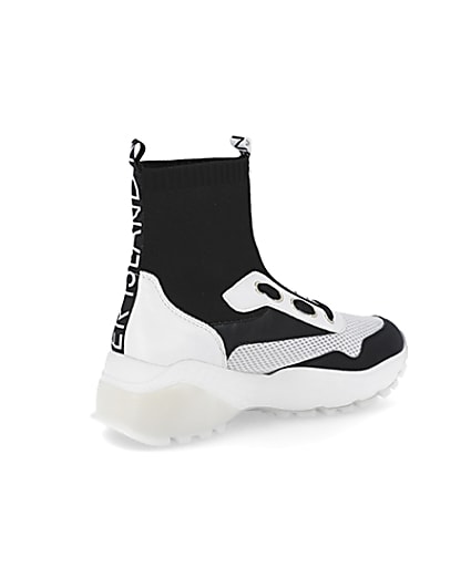 360 degree animation of product Black high top sock trainers frame-13