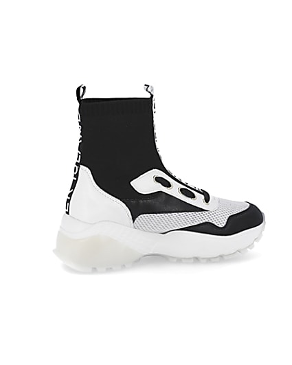 360 degree animation of product Black high top sock trainers frame-14