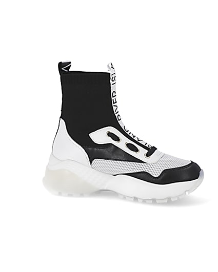 360 degree animation of product Black high top sock trainers frame-16