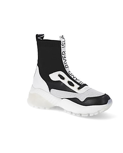 360 degree animation of product Black high top sock trainers frame-17