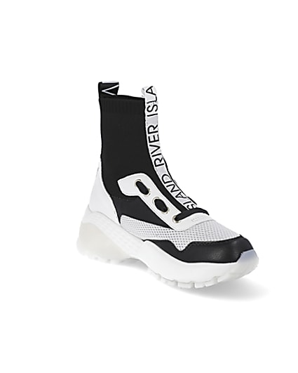 360 degree animation of product Black high top sock trainers frame-18