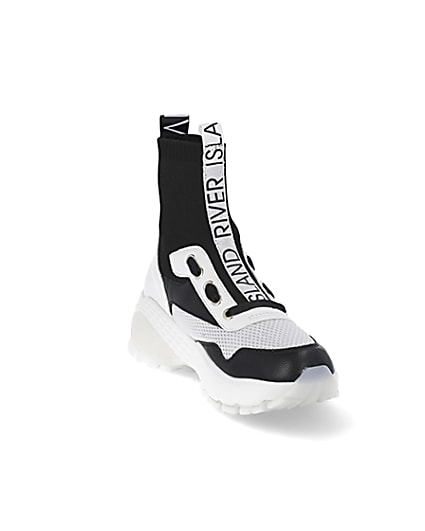 360 degree animation of product Black high top sock trainers frame-19