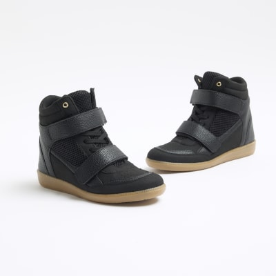 Black high top wedges best sale