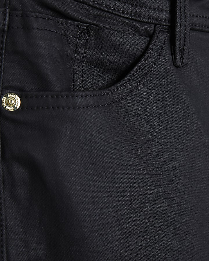 Black high waist coated cargo skinny jeans