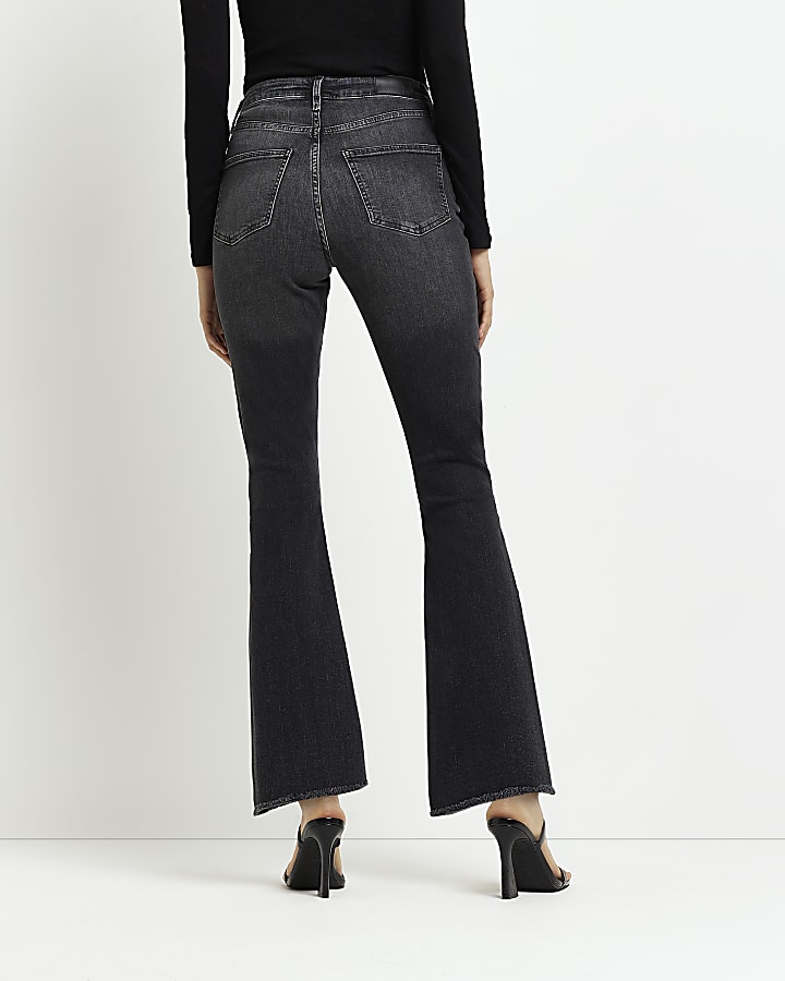 Black high waist crop flare jeans