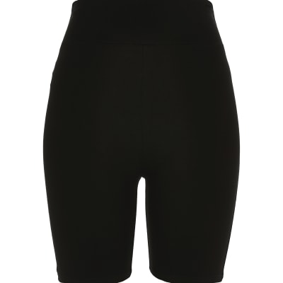 Black high waist cycling shorts | River Island