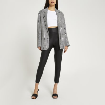 Black high waist matte coated leggings