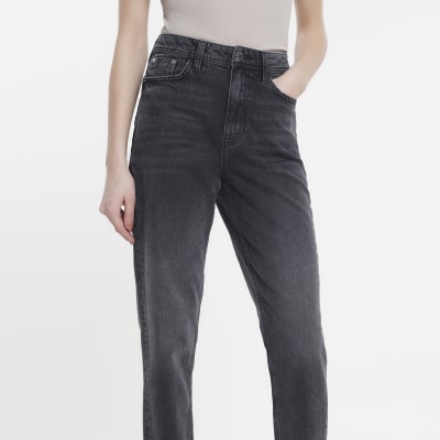 Black high waist slim fit mom jeans River Island